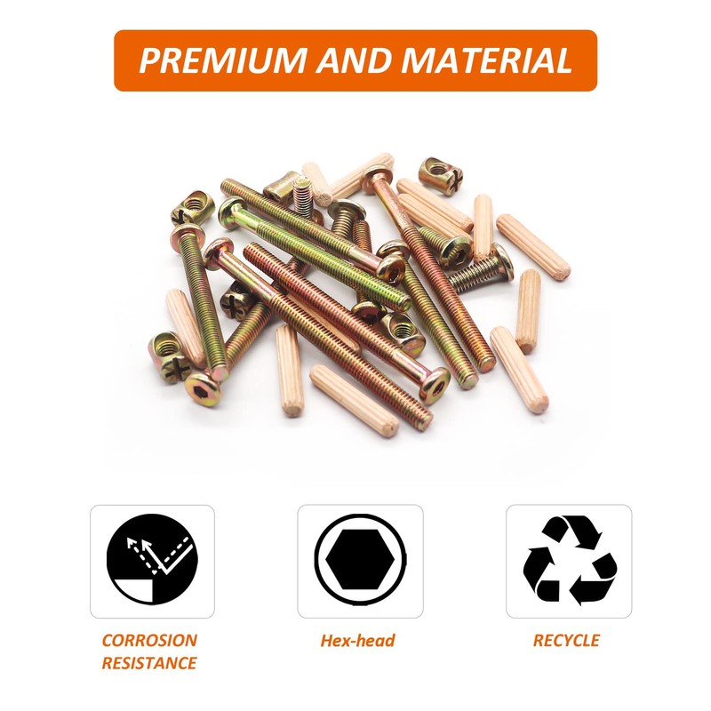 Crib Screws Hardware Replacement Kit - 16 Set Baby Bed
