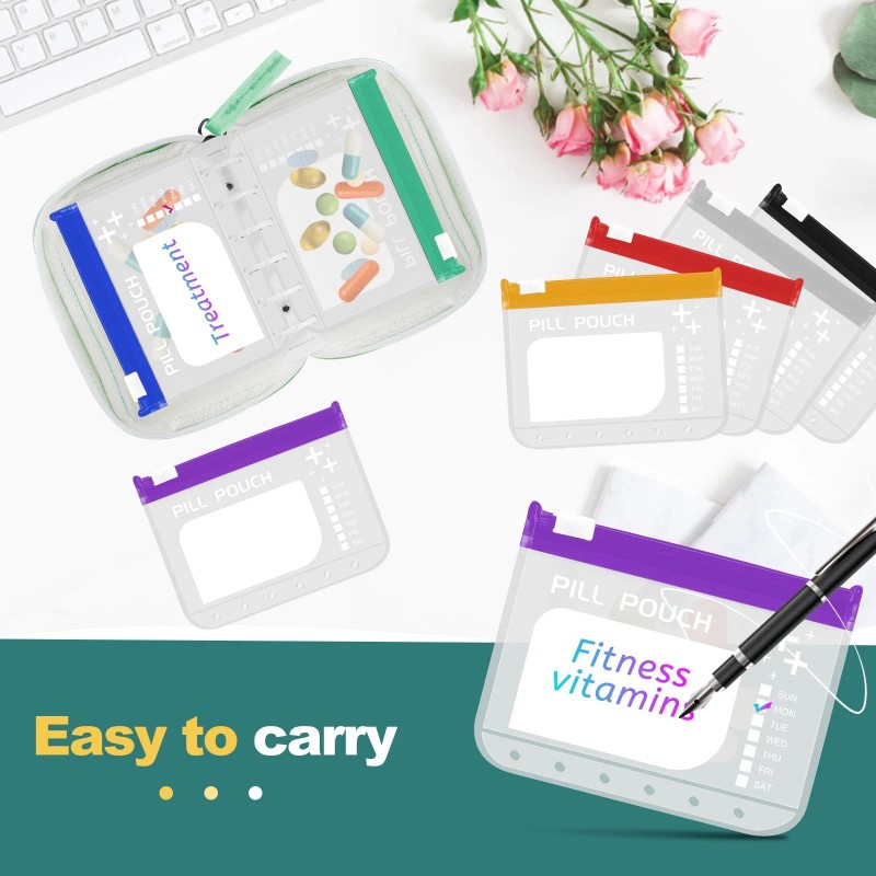 Timueetech A7-L Water-Proof Pill Pouch Set， Large Pill Organizer, BPA