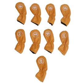 9pcs Golf Club Cover PU Leather Stylish Portable Golf Head Cover for Iron Drive Clubs Yellow