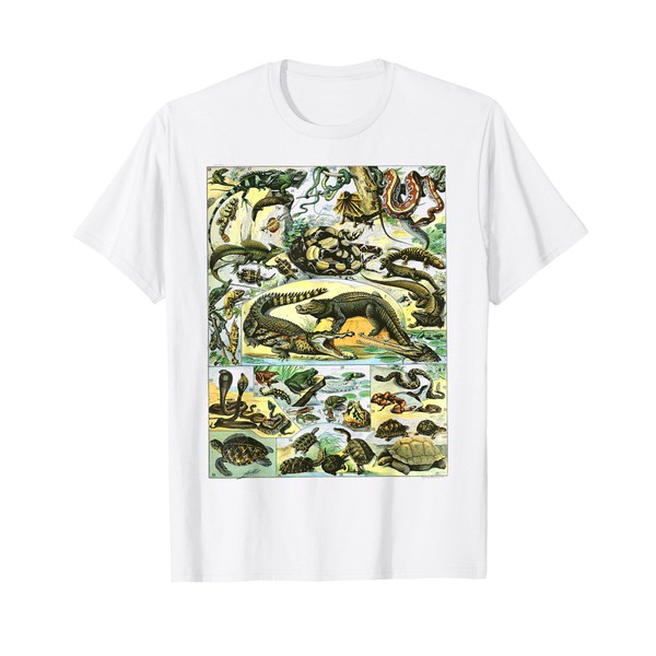 Reptiles Collection Table Turtle Snake Species Vintage T-Shirt
