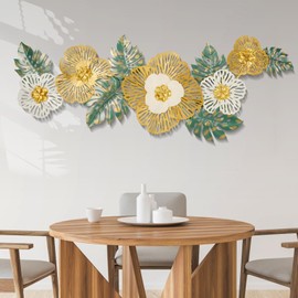 Babyieia 3D Ginkgo Leaf Metal Wall Art Decor for Living Room, Large Modern Metal Wall Sculptures, Metal Wall Decor Home Decor for Living Room Dining Room Bedroom