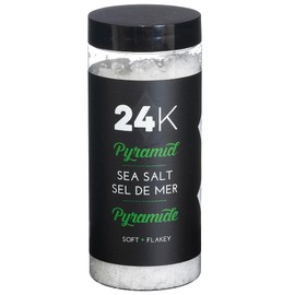 24K Sea Salt Flakes - 180g | Premium Gourmet Finishing Sea Salt Flakes from Spain, Pyramid Shaped Perfect for Marinating & Finishing y Recipes, Additive Free, 100% Pure
