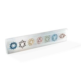 NKlaus Selenite Wall Engraved (Chakras) 19 x 4 cm - Handmade Selenite Wall Stick with Chakra Engraving, Ideal for Meditation and Energy Work, Spiritual Decoration for Harmonising Rooms 16463