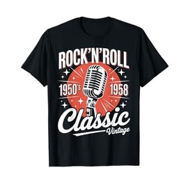 Rock Roll 1958 Vintage Microphone 50s Music Lover Gift T-Shirt