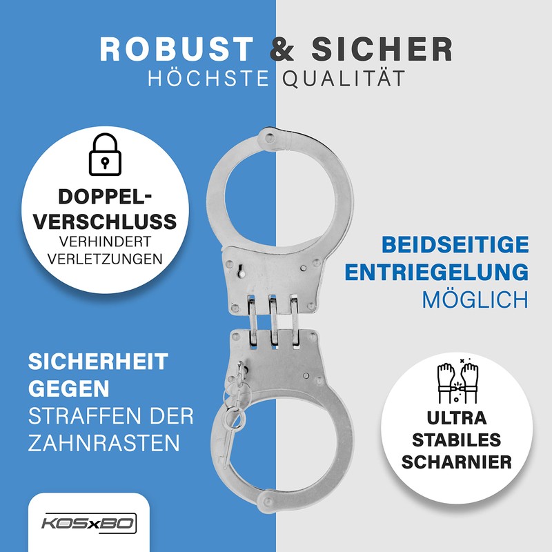 Professional Handcuffs Made of Robust Steel with 2 Keys Police