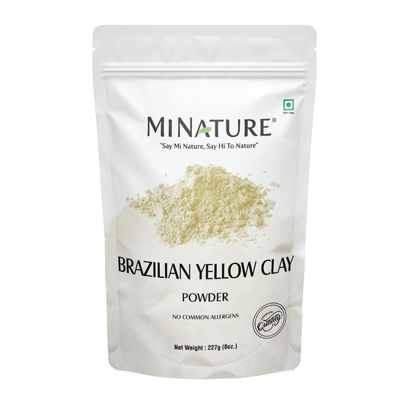 mi Nature Brazilian Yellow Clay Powder, Cosmetic Quality, Ideal for Homemade Soap, Face Masks, Exfoliating and Bath Bombs, 8 oz (0.2 kg), Firming Removes Excess Oil