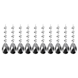 PATIKIL Teardrop Crystal Chandelier Pendants Beads, 10 Pack 125mm Length 38mm Chandelier Prisms Parts Ornaments Hanging Beads for DIY Arts Crafts Decoration, Electroplating Gray