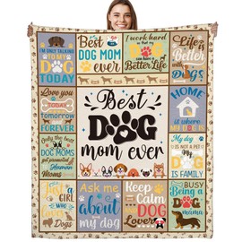 Dog Mom Gifts for Women Throw Blanket, Gift for Dog Lovers, Funny Sayings Inspirational & Loving Quotes Print Soft Cozy 50x60 Flannel Blankets, Home Decor for Bed Sofa