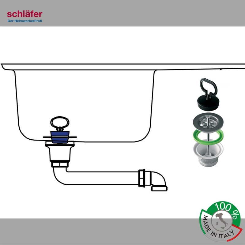 Schläfer 439801 Sink Plug Valve 1 1/2 Inch Chrome Drain