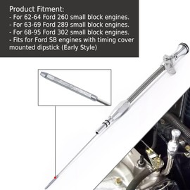 Flexible Oil Dipstick Fit for Ford Small Block SB V8 Engines 260 289 302 1962-1995 with Firewall Mount Stainless Steel Braided Housing