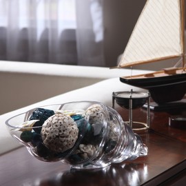 Hosley Glass Shell Vase 8 Inches Long Ideal Gift for Weddings Spa Aromatherapy Flower Arrangements Bowl for Orbs DIY Craft Projects LED Votive Candle Gardens O9