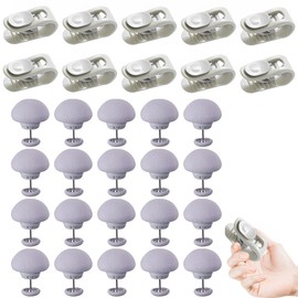 QXCFTW 30Pcs Duvet Clips to Keep Duvet in Place, Duvet Clips with Mushroom Buttons, Secure Bedding During Sleep and Travel, Includes 20 Gray Mushroom Buttons and 10 Light Green Sheet Clips