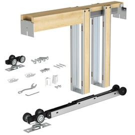JUBEST 28"x80" Pocket Door Frame Kit with 88LBS Two-Way Soft-Close Mechanism, Durable, Smoothly and Quietly, Easy to Install Hidden Door for 24" to 28"x80"