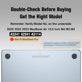 Fintie Case Compatible with MacBook Air 15 Inch M4 M3 M2 A3241 A3114 A2941 (2025-2023), Ultra Thin Hard Shell Protective Snap Case Compatible with MacBook Air 15 Inch Retina (Sky Blue)