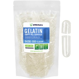 XPRS Nutra Size 00 Empty Capsules - 500 Count Empty Gelatin Capsules - Empty Pill Capsules - DIY Capsule Filling - Fillable Pill Capsules Empty Gel Caps (Clear)