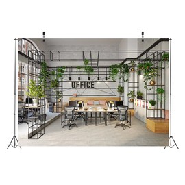 CORFOTO Fabric 5x4ft Office Backdrop Theme Photography Meeting Room Interior Table Virtual Business Mansion for Video Call Mini Session Conference Zoom Meeting Background Poster Decor Curtain