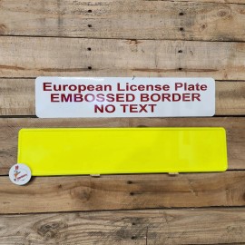 NEON YELLOW Euro, European License Plate, Embossed Border, NO TEXT, aluminum
