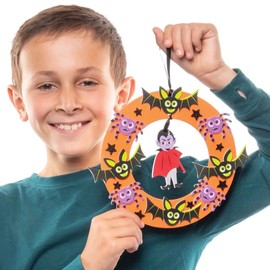 Baker Ross AX256 Halloween Wreath Kits - Pack of 3, Kids Wreath Ring to Design and Decorate, Great for Halloween Decorations, Ornaments, Door Plaques and Party Activities