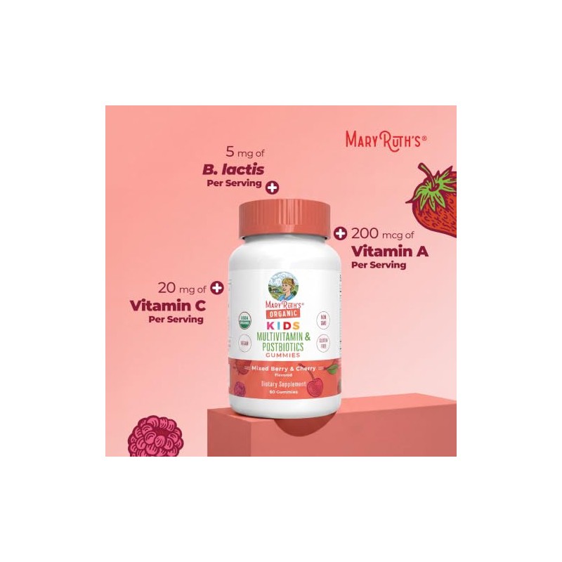 Mary Ruth Organics Multivitamínico Orgánico Niños Gomitas Posbióticas Postbióticas