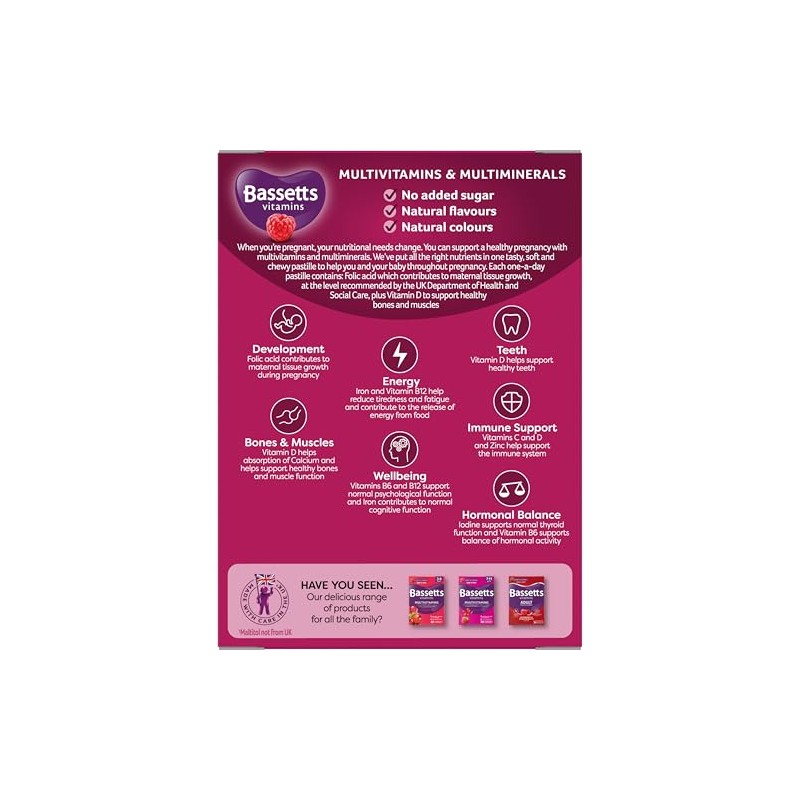 Bassetts Pregnancy Multivitamins & Multiminerals Raspberry 30 Gummies