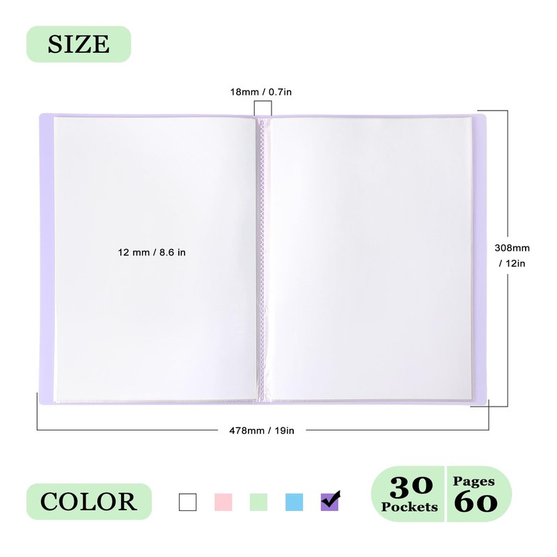 Tamaki Portfolio Binder with Plastic Sleeves, Pocket Portfolio Folder with