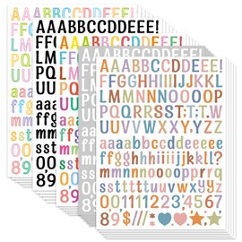 4680 Letter Stickers 30 Sheets Alphabet Stickers 0.5in Vinyl Self-Adhesive Number Alphabet Stickers, Mailbox Numbers Labels DIY Crafts Art Making, Decals for Sign,Notebook (A4,Multiple Colors)