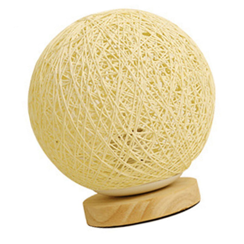 LED Bedside Table Lamp Dimmable 3W Creative USB Rattan Ball