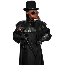 GIFTSHOP101 Plague Doctor with Bird Beak Mask & Top Hat Full Costume Set - Brown