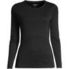 Lands' End Womens Long Sleeve Shaped 1x1 Rib Crew Black