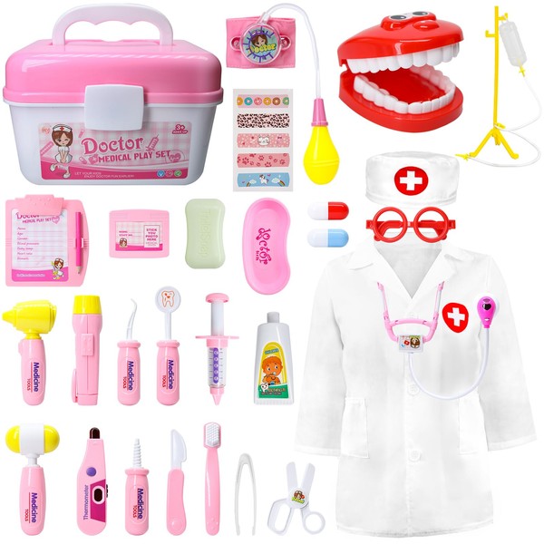 Doctors Set for Kids, 35 Pack Dentist Vet Medical Kit Including Electronic Stethoscope, Children Pretend Role Play Toys Gifts for 3 4 5 6 Year Old Boys Girls