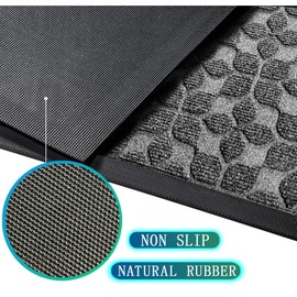 Bulijojo Bulijojo Outdoor Indoor Entrance Doormats,Durable Heavy Duty Welcome Mat,Thick Absorbent Natural Rubber Non Slip Mat,Easy Clean Entryway Rug 17"x30" Geometric Grey