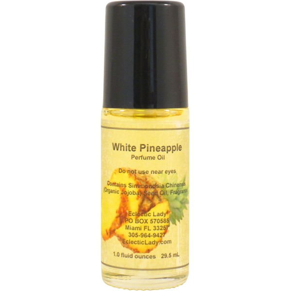 White Pineapple Perfume Oil, Large - Organic Jojoba Oil, Roll On, 1 oz
