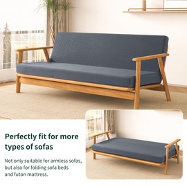 CHUN YI Jacquard Futon Cover Full Size Futon Mattress Cover Stretch Foldable Sofa Bed Covers Washable Futon Slipcover Fit for 6 to 8 Inches Sofa Cover (Gray)