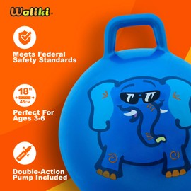 WALIKI Hopper Ball Toy for Boys and Girls Ages 3-6 | Hippity Hop Jumping Ball | Cool Birthday Gift | Blue | 18"
