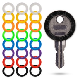 Key Identification Rings for Keys, 24 Pieces, 8 Colours, with Touch Sign, for Round and Square Key Heads up to 2.5 x 2 cm, Small Key Caps, Key Identification Set, Key Tags Kit Round
