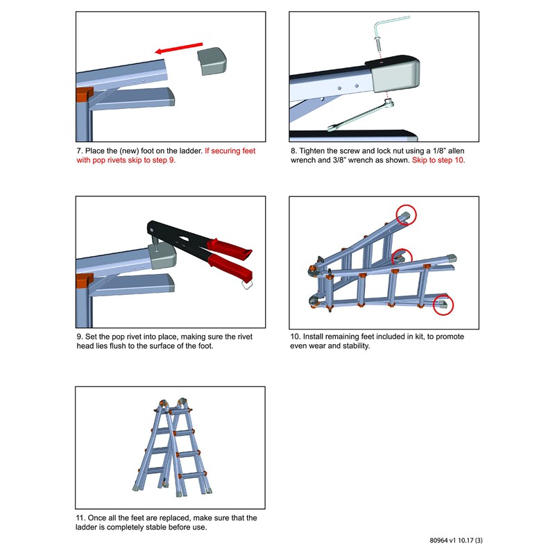 Little Giant Ladder 1A Outer Feet Shoe Kit 31066 30100