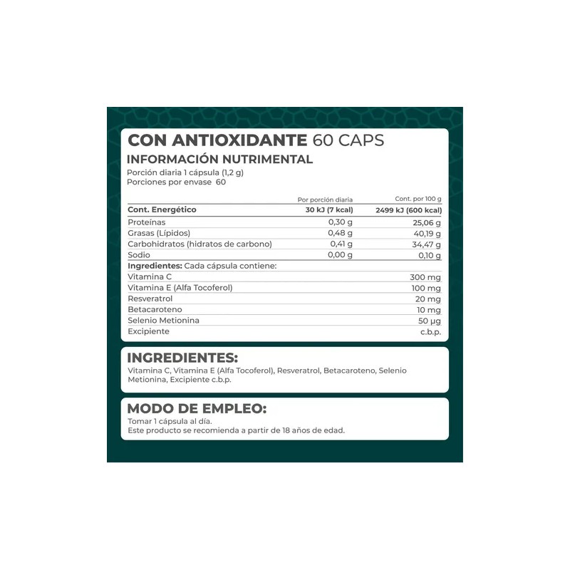 Antioxidante Con Resveratrol Pronat 60 Cápsulas de 1200 mg