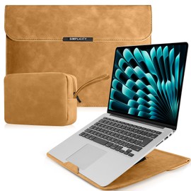 HeeYeal 13.3-14 Inch Laptop Sleeve Laptop Sleeve for MacBook Pro 14" M4/M3/M2/M1 Pro/Max 2025-2021, MacBook Air/Pro 13 Inch with Stand Function PU Leather Laptop Bag for HP Dell Lenovo Surface Laptop