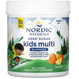 Nordic Naturals, Zero Sugar Kids Multi Gummies Multivitamin Gummies for Children, Orange Lemon Flavour, 120 Gummies, Laboratory Tested, Soy Free, Gluten Free, GM Free