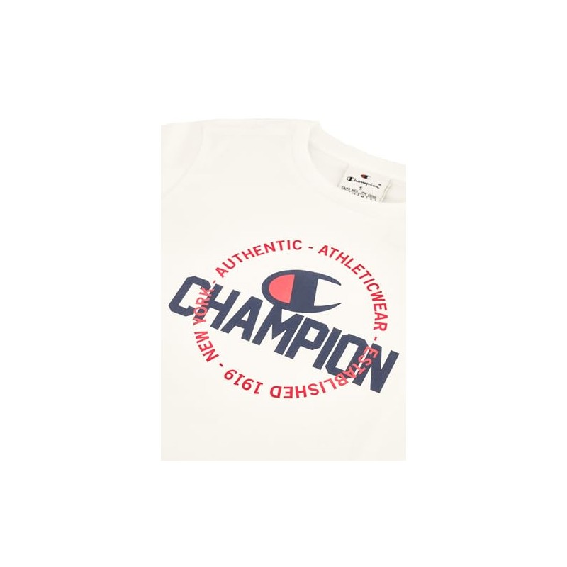 Champion Boys' Legacy Boy-Graphic Crew Neck with Logo Set, White
