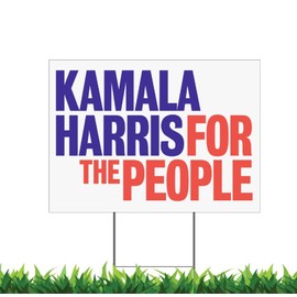 Generic Kamala Harris For President V2 12x18"" Horizontal Yard Sign (Outdoor, Weatherproof Corrugated Plastic) Metal Stake Included, by Debbie's Designs, White, 48WBPCB 12x18ys