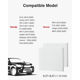 Puroma Cabin Air Filter Replacement for CP182, CF11182, Honda Civic, Clarity, CR-V, CR-Z, HR-V, Fit, Insight, Odyssey, Acura MDX, RDX, TLX, INTEGRA