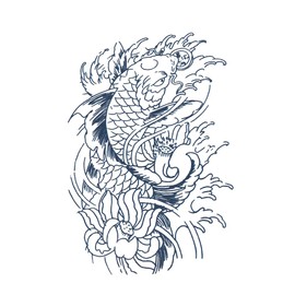 Jagua Tattoo Tattoo Stickers, 2 Weeks Disappearing Henna Tattoo Real Carp Fish (gz071)