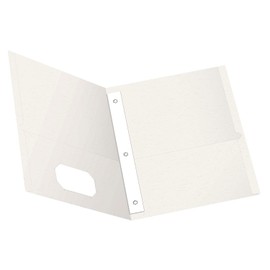 Oxford Two-Pocket Folders w/Fasteners, White, Letter Size, 25 per Box (57704)