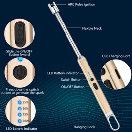 MEIRUBY - Encendedor eléctrico de velas para Navidad, regalos para mujeres y hombres, encendedores de arco recargable USB para velas, camping, barbacoa, regalos de cumpleaños de Navidad para hombres y