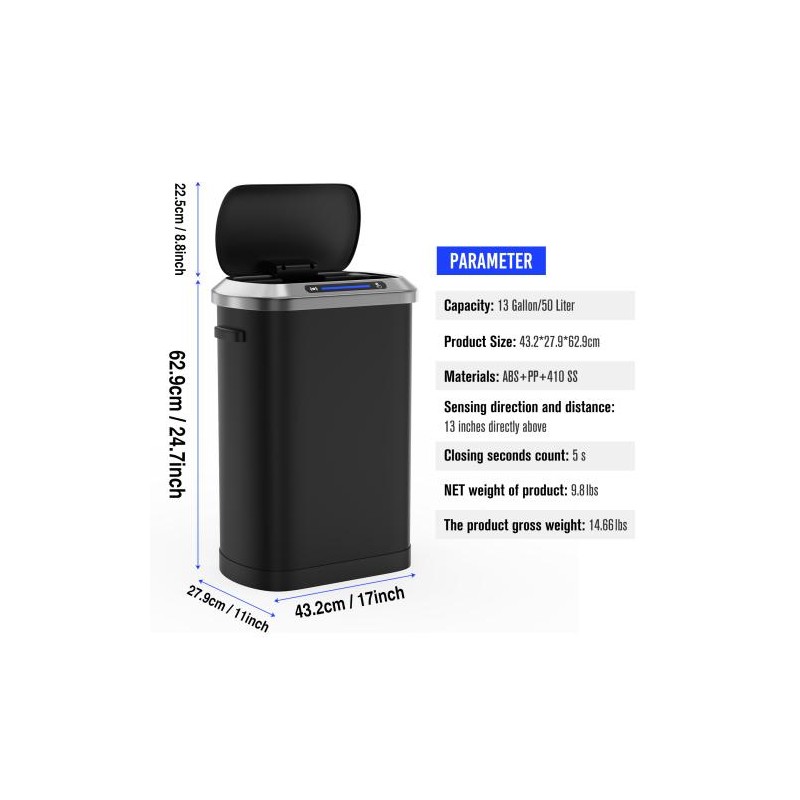 50L Smart automatic Trash Cans - Full Intelligent Sensor Kitchen