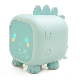 Digital Clock Intelligent Cute Fun Dragon LED Silicone Cartoon Bedside Night Light Alarm Clock for Children Green