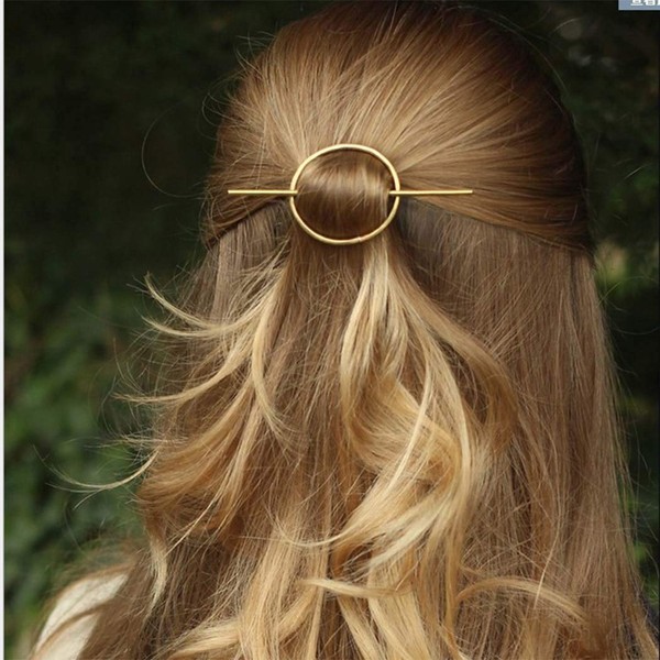 Dreamyn Round Hair Clips Hollow Circle Hair Barrettes Fashion Geometric Hairpins Hair Jewelry for Women and Girls (gold)