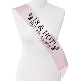 Smartypants 18 & Hot Buy me a shot Birthday Girl Night out 18th Celebrations Sash Banner Ribbon BABY PINK