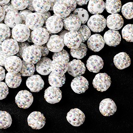 PAGOW 100 cuentas de arcilla con diamantes de imitación, cuentas de arcilla con diamantes de imitación, cuentas redondas de cristal de arcilla polimérica para hacer joyas, collares, pulseras